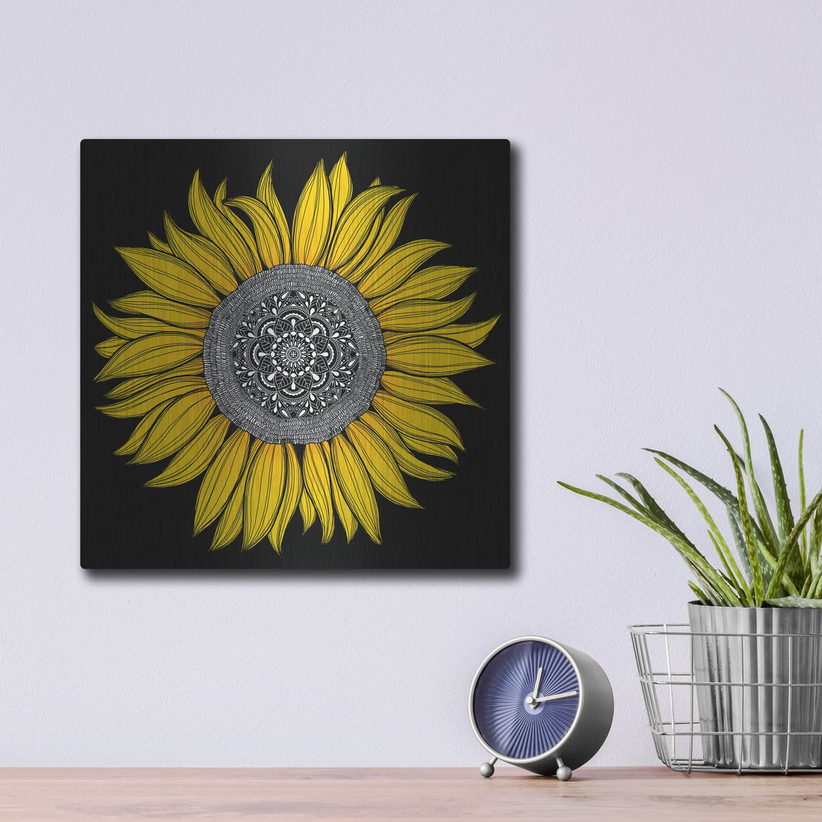 'Sunflower Mandala' by Hello Angel – Metal Wall Art, 12x12 room view