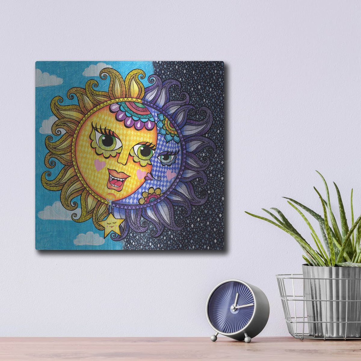 'Sun Moon Star' by Hello Angel – Metal Wall Art, 12x12 room view