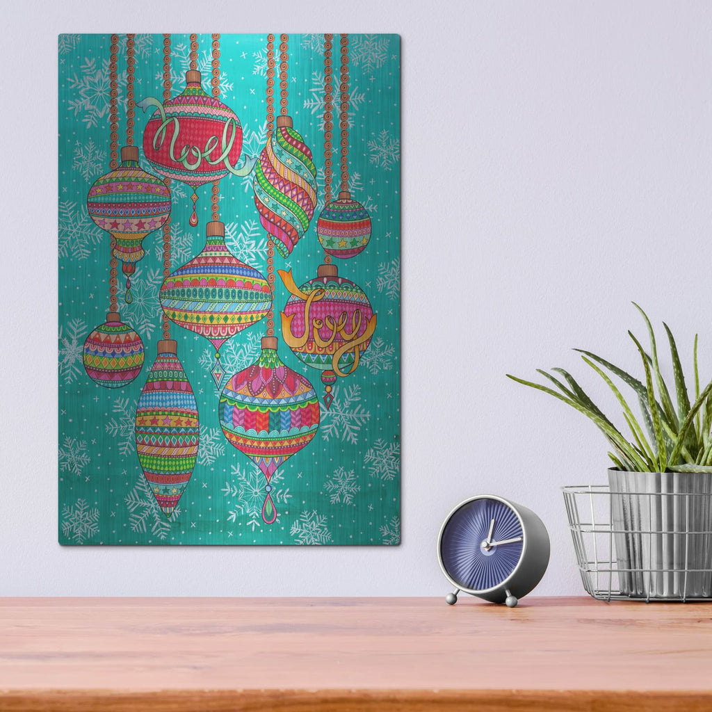 'Baubles In The Snow' by Hello Angel – Metal Wall Art, 12x16 room view