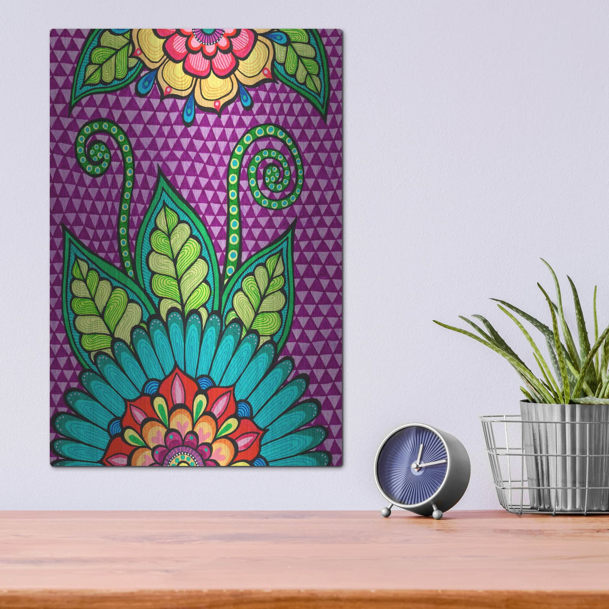 'Bright Bold Blooms 3' by Hello Angel – Metal Wall Art, 12x16 room view