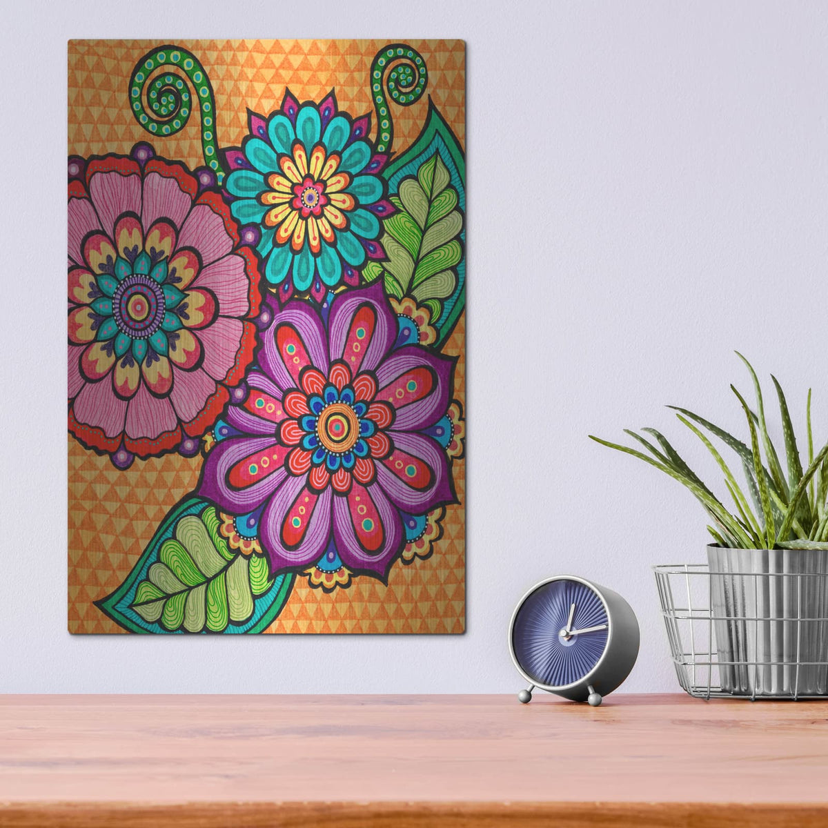 'Bright Bold Blooms 6' by Hello Angel – Metal Wall Art, 12x16 room view