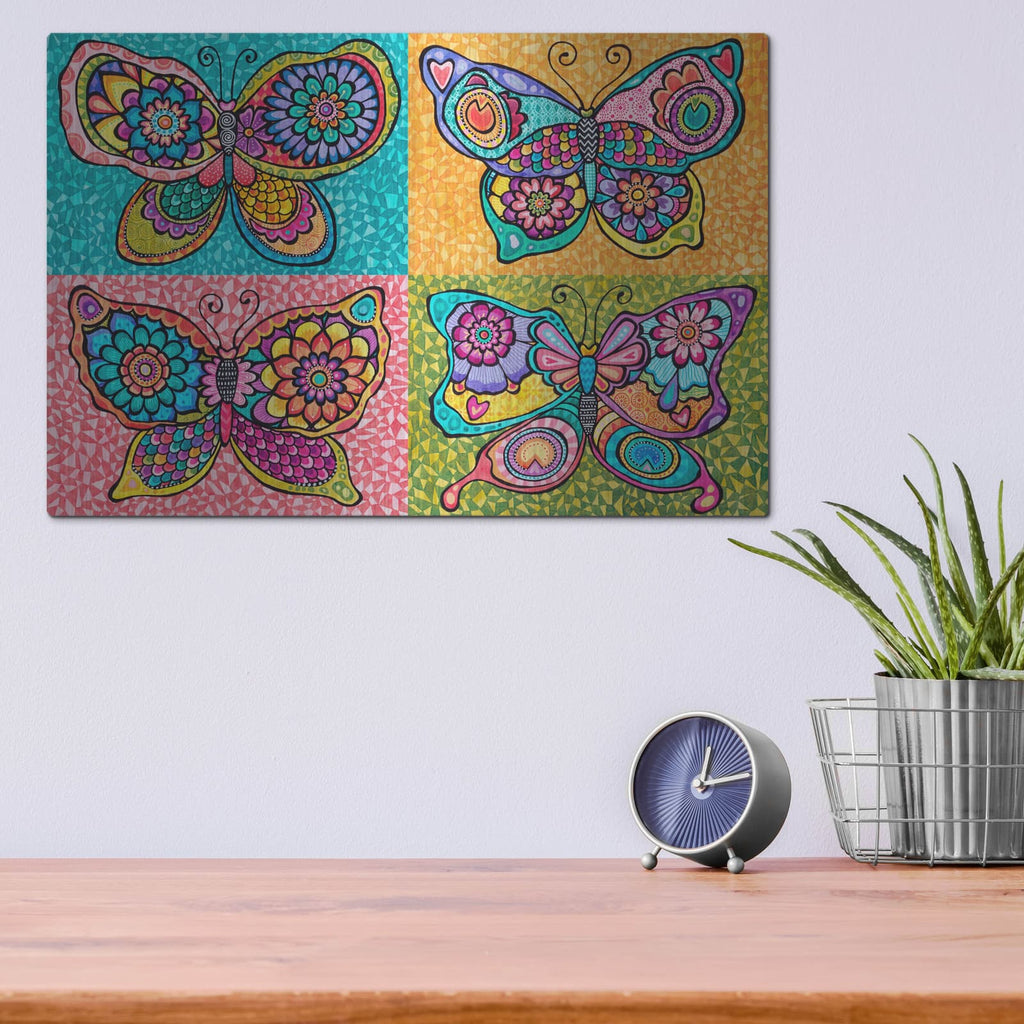 'Four Butterflies' by Hello Angel – Metal Wall Art, 16x12 room view