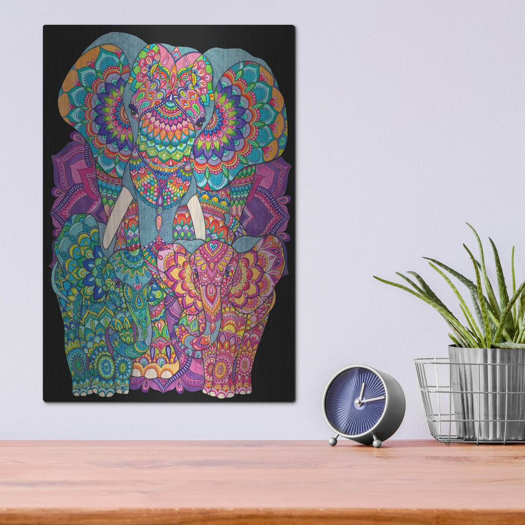 'Elephant Trio' by Hello Angel – Metal Wall Art, 12x16 room view