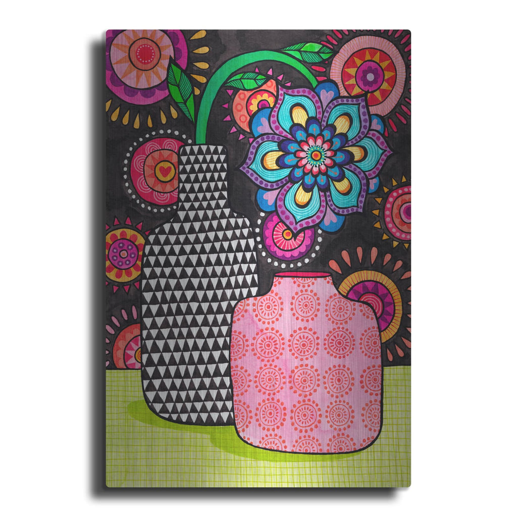 'Two Vases One Flower' by Hello Angel – Metal Wall Art