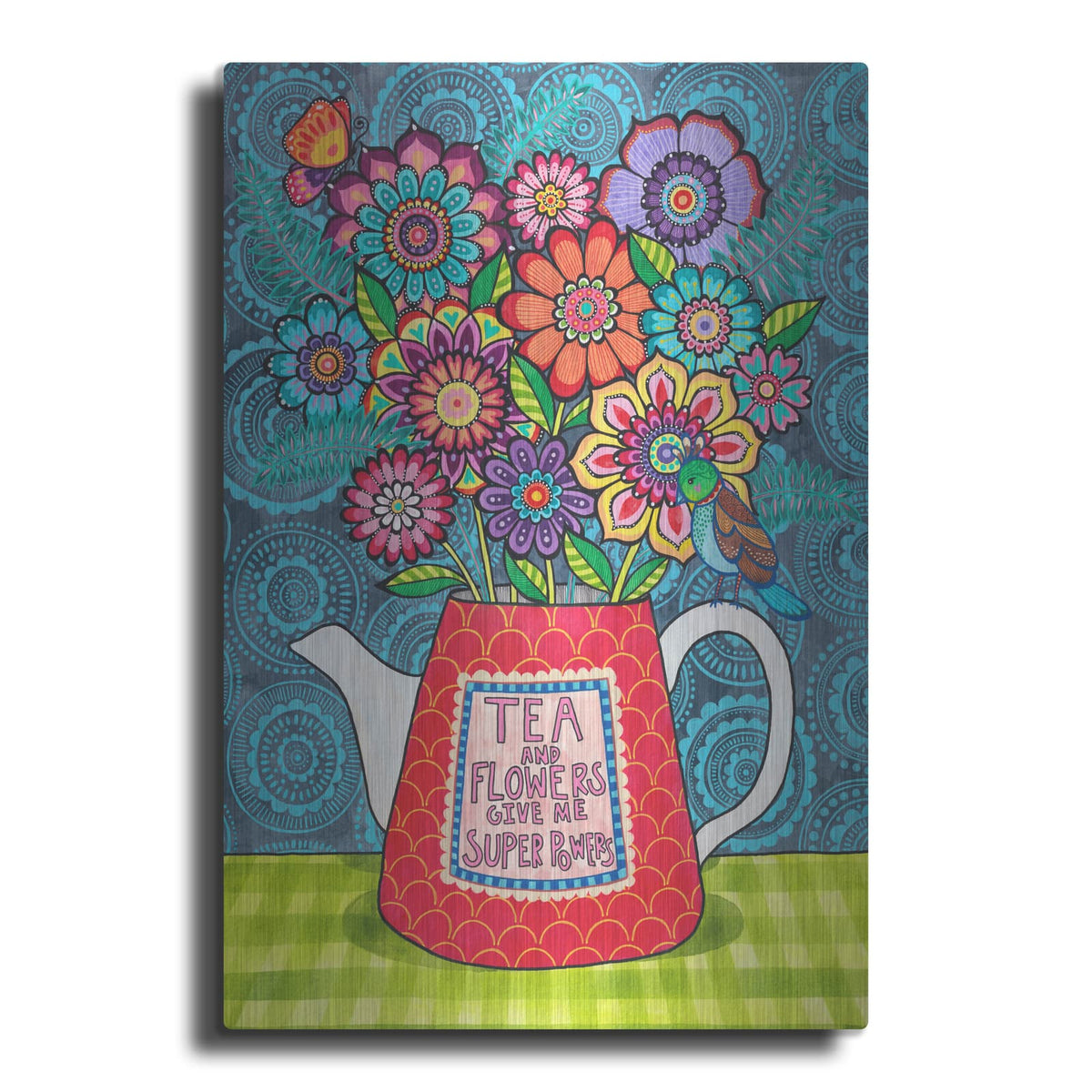 'Tea And Flowers' by Hello Angel – Metal Wall Art