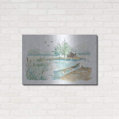 Luxe Metal Art 'Lakehouse II on White' by Anne Tavoletti, Metal Wall Art,36x24