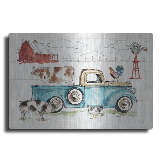 Luxe Metal Art 'Down on the Farm I' by Anne Tavoletti, Metal Wall Art