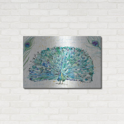 Luxe Metal Art 'Peacock Garden IX' by Anne Tavoletti, Metal Wall Art,36x24