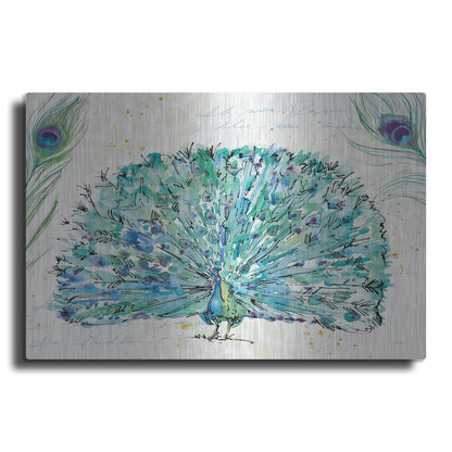 Luxe Metal Art 'Peacock Garden IX' by Anne Tavoletti, Metal Wall Art