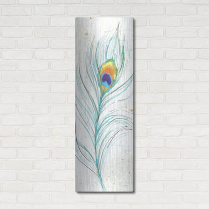 Luxe Metal Art 'Peacock Garden V' by Anne Tavoletti, Metal Wall Art,16x48