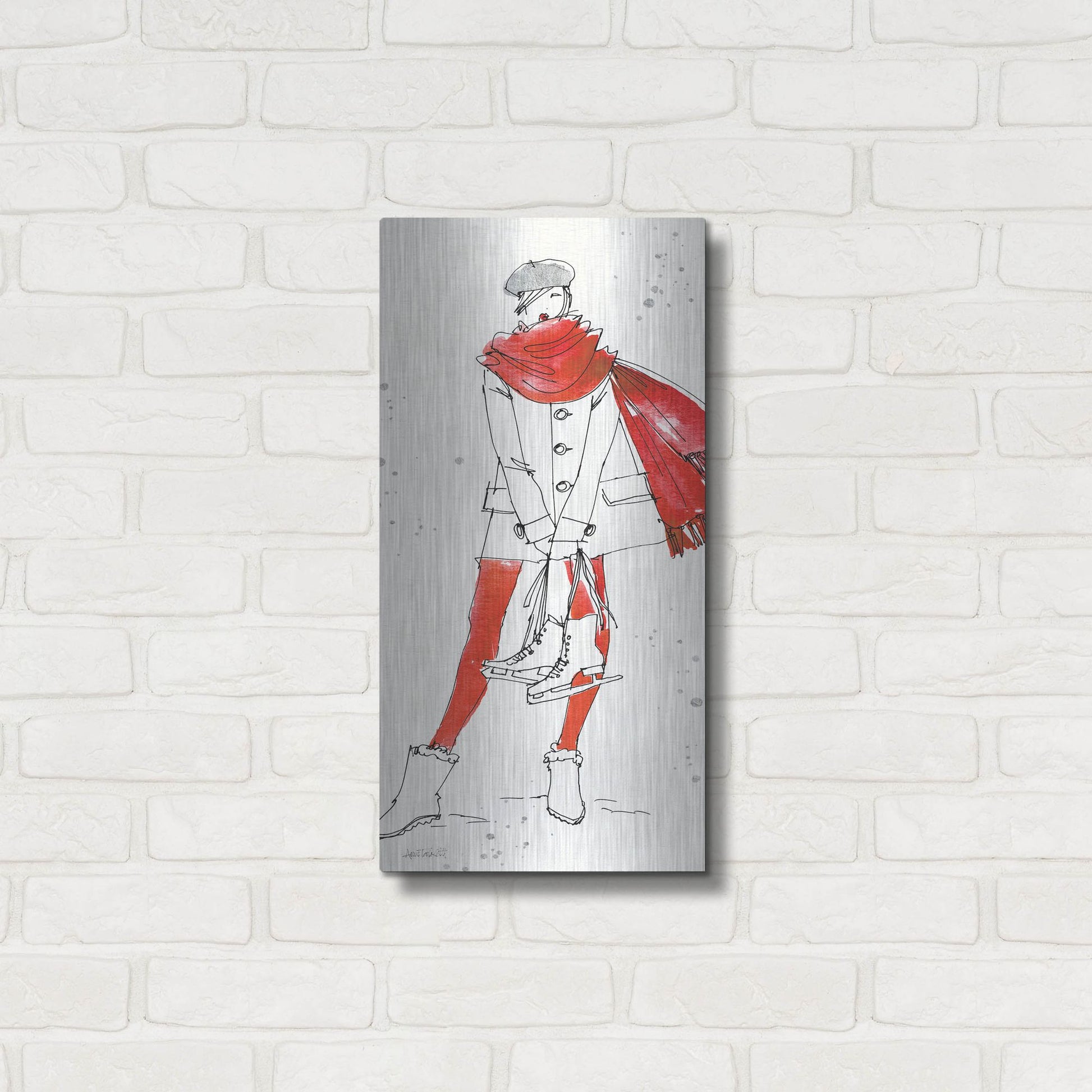 Luxe Metal Art 'Winter Fashion IV' by Anne Tavoletti, Metal Wall Art,12x24