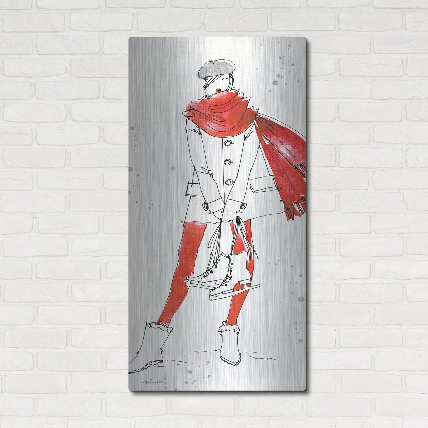 Luxe Metal Art 'Winter Fashion IV' by Anne Tavoletti, Metal Wall Art,24x48