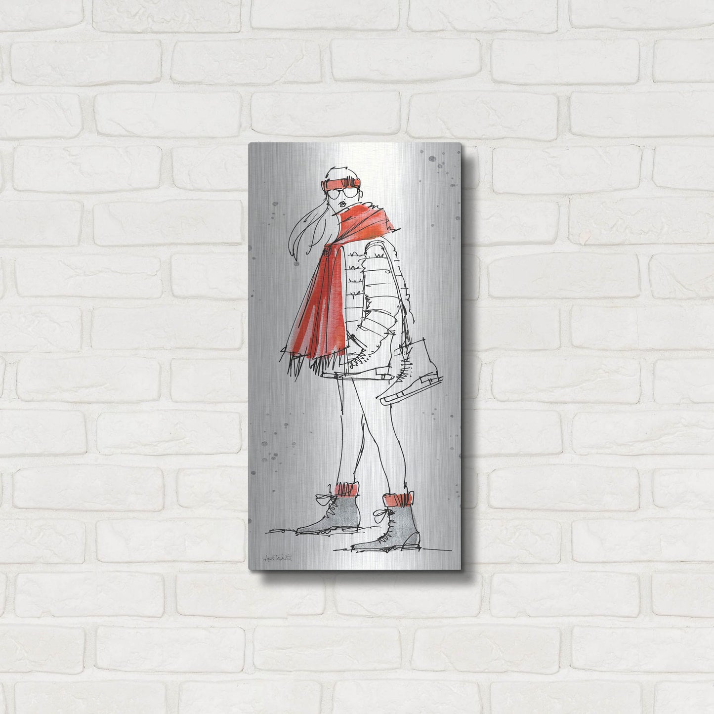 Luxe Metal Art 'Winter Fashion II' by Anne Tavoletti, Metal Wall Art,12x24