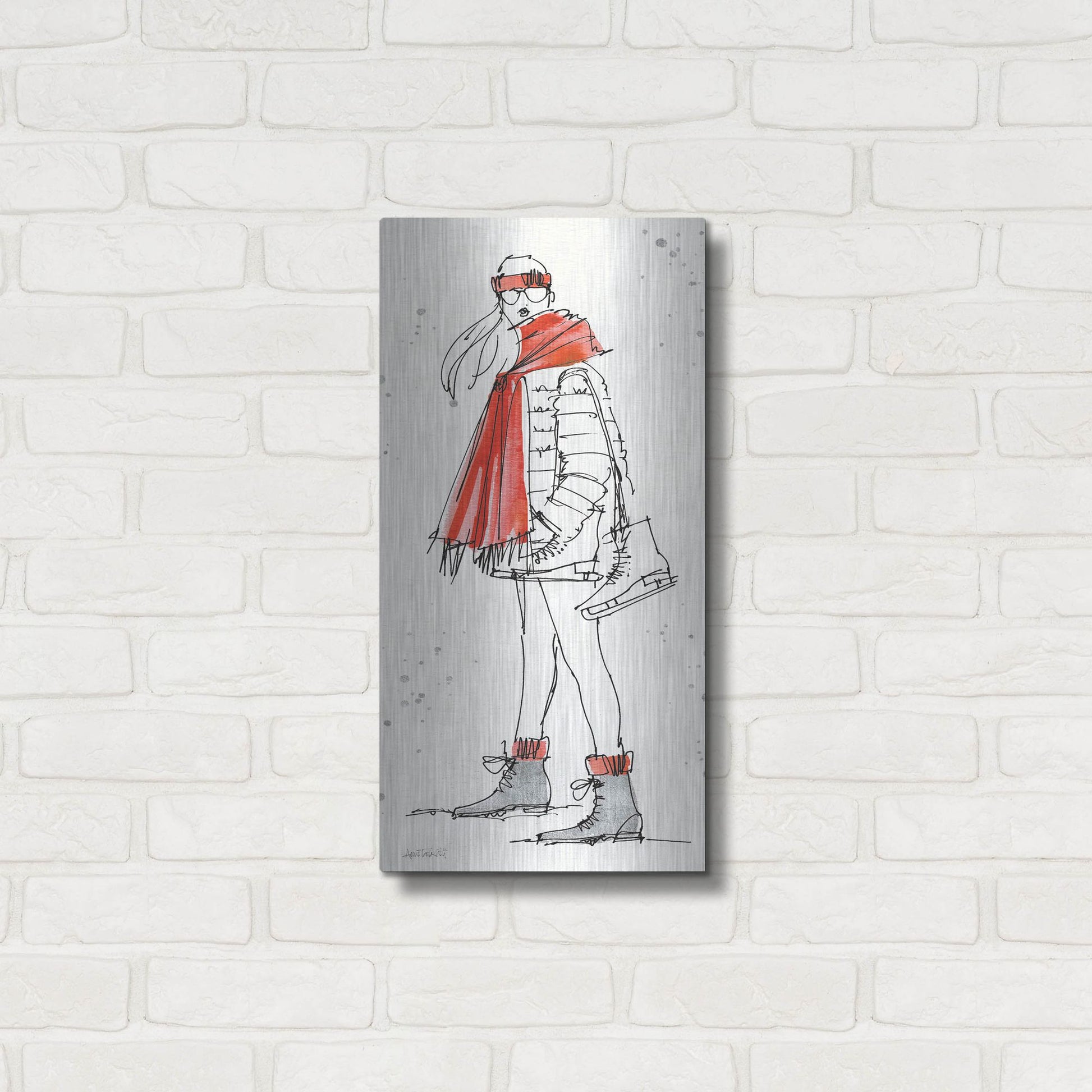 Luxe Metal Art 'Winter Fashion II' by Anne Tavoletti, Metal Wall Art,12x24