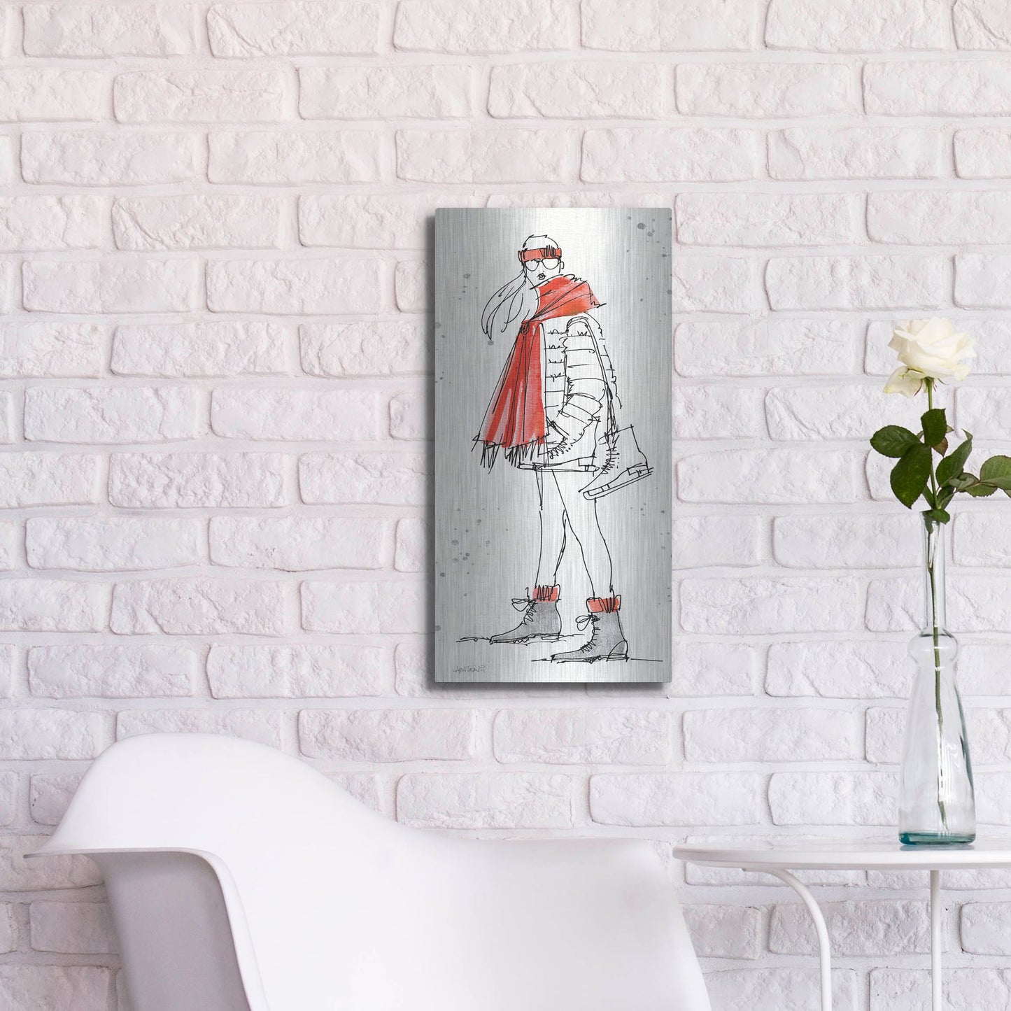 Luxe Metal Art 'Winter Fashion II' by Anne Tavoletti, Metal Wall Art,12x24