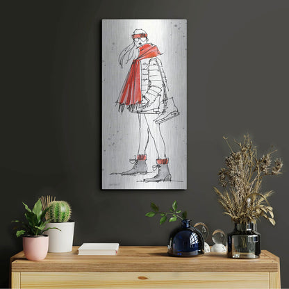 Luxe Metal Art 'Winter Fashion II' by Anne Tavoletti, Metal Wall Art,12x24