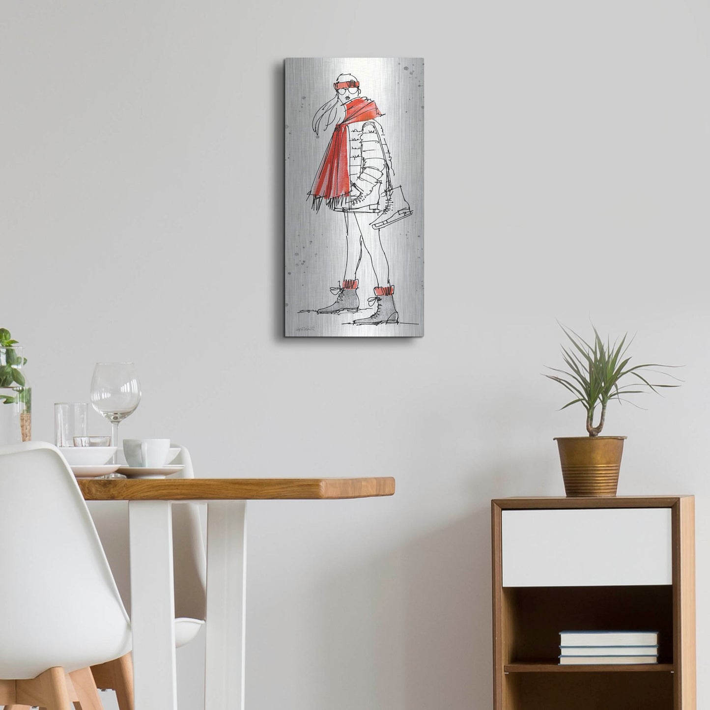 Luxe Metal Art 'Winter Fashion II' by Anne Tavoletti, Metal Wall Art,12x24