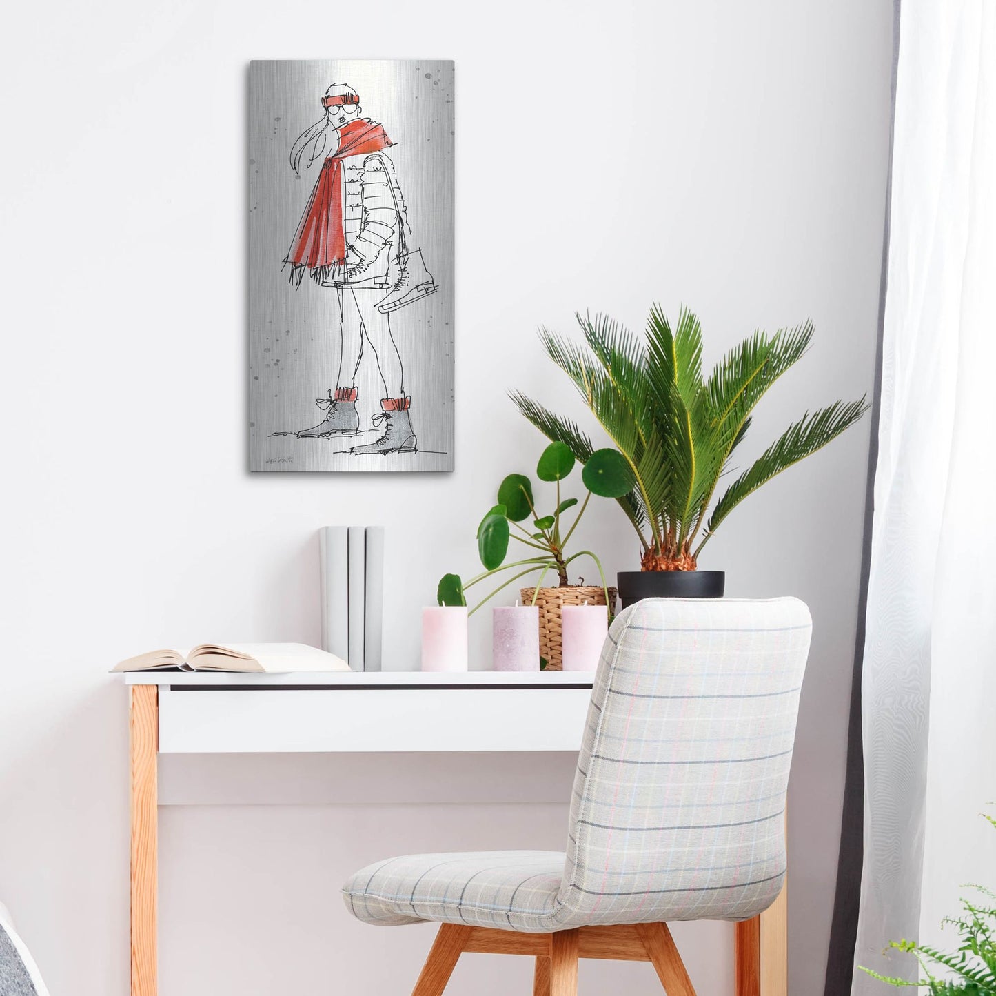 Luxe Metal Art 'Winter Fashion II' by Anne Tavoletti, Metal Wall Art,12x24