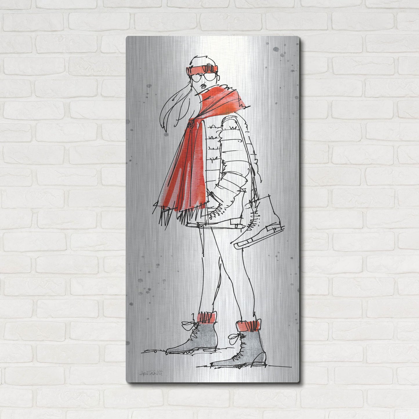 Luxe Metal Art 'Winter Fashion II' by Anne Tavoletti, Metal Wall Art,24x48