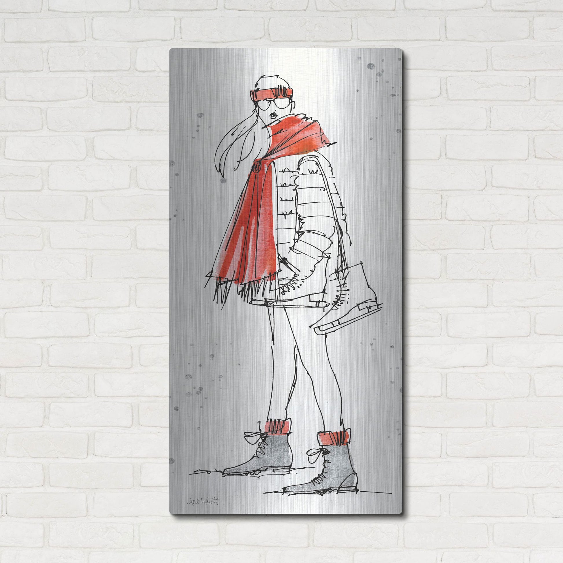 Luxe Metal Art 'Winter Fashion II' by Anne Tavoletti, Metal Wall Art,24x48