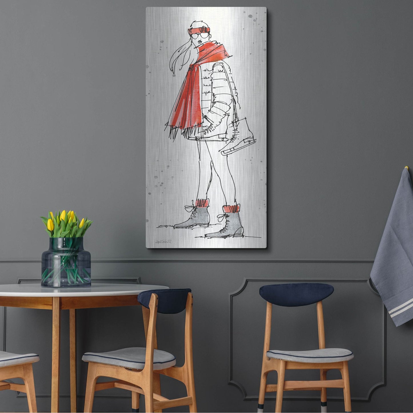 Luxe Metal Art 'Winter Fashion II' by Anne Tavoletti, Metal Wall Art,24x48