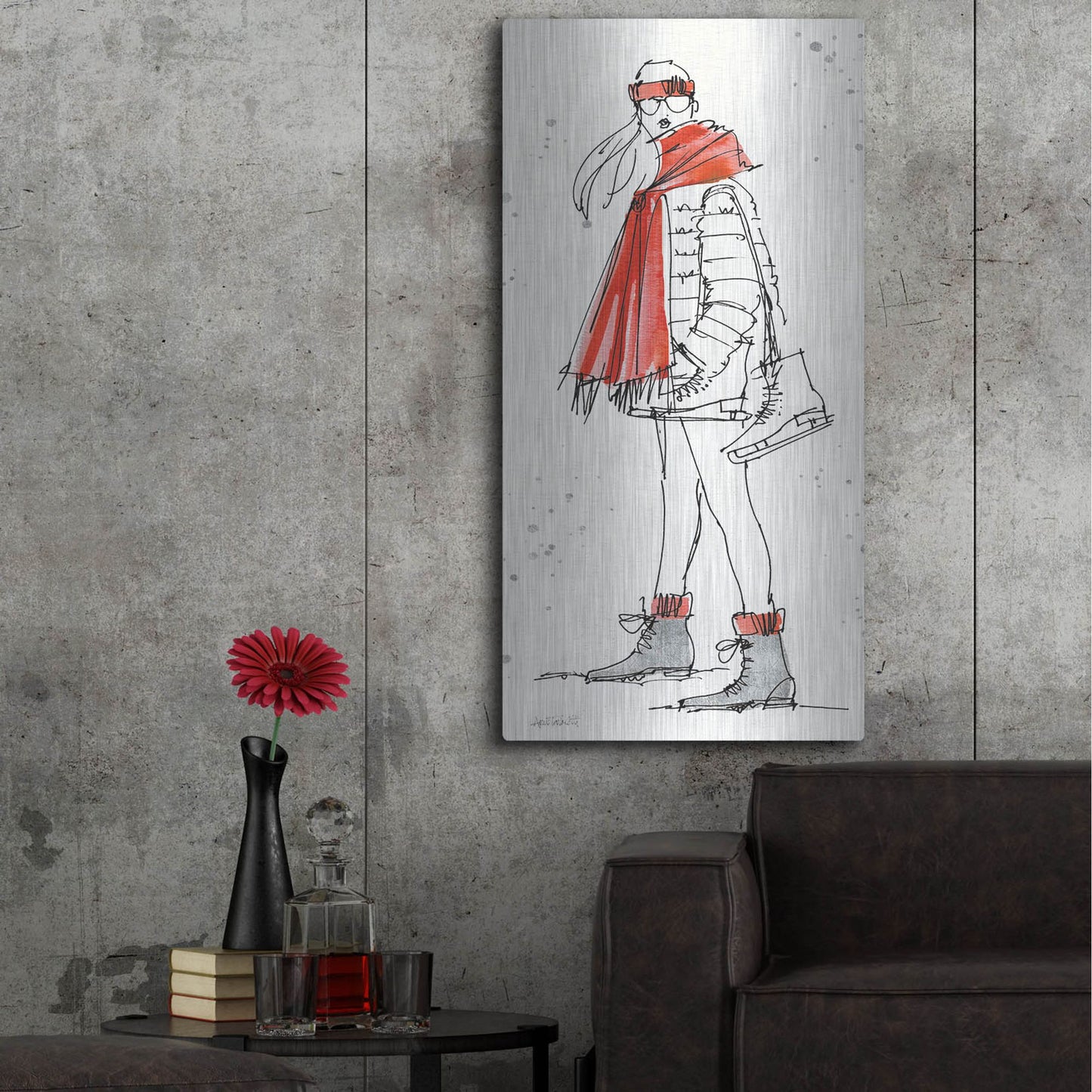 Luxe Metal Art 'Winter Fashion II' by Anne Tavoletti, Metal Wall Art,24x48