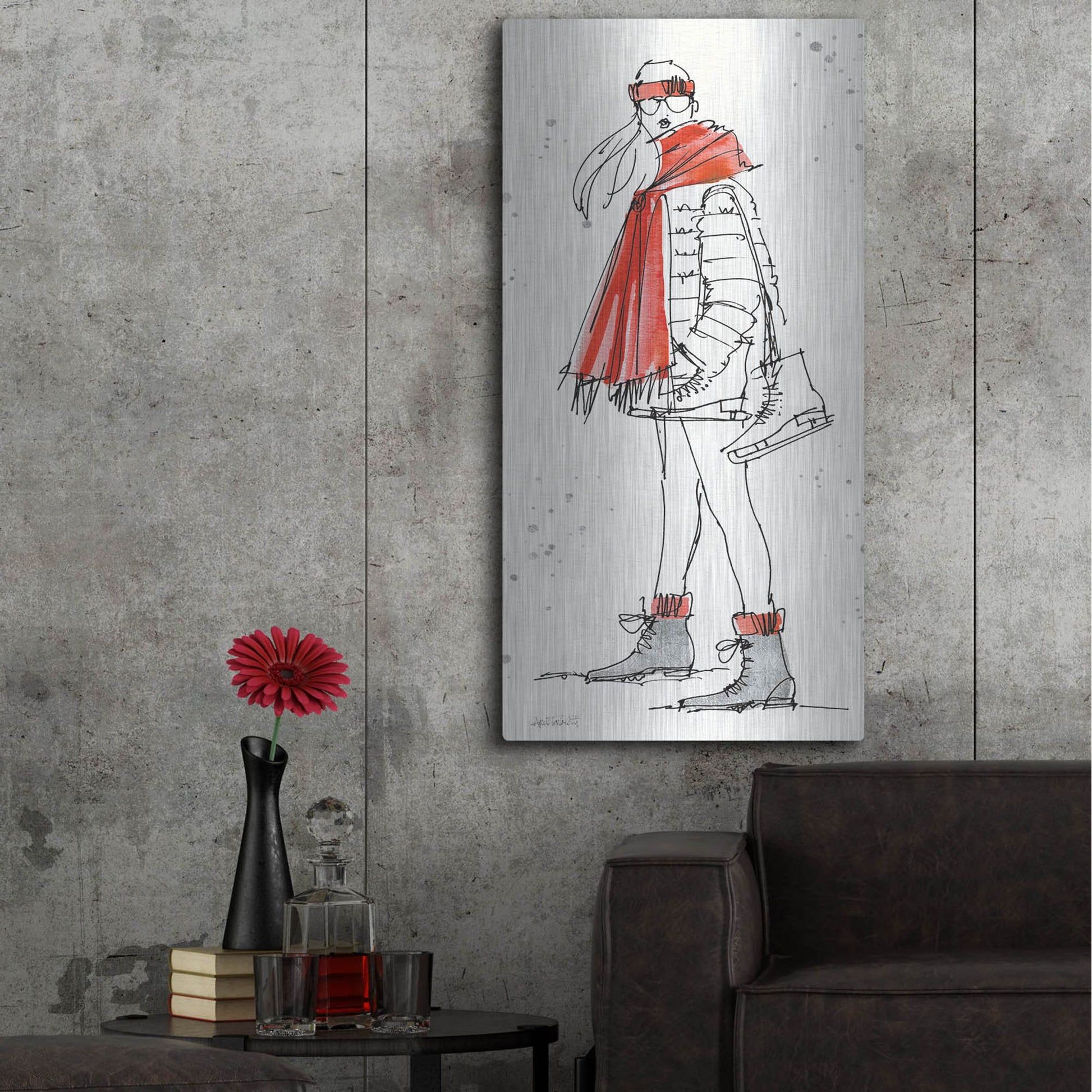 Luxe Metal Art 'Winter Fashion II' by Anne Tavoletti, Metal Wall Art,24x48