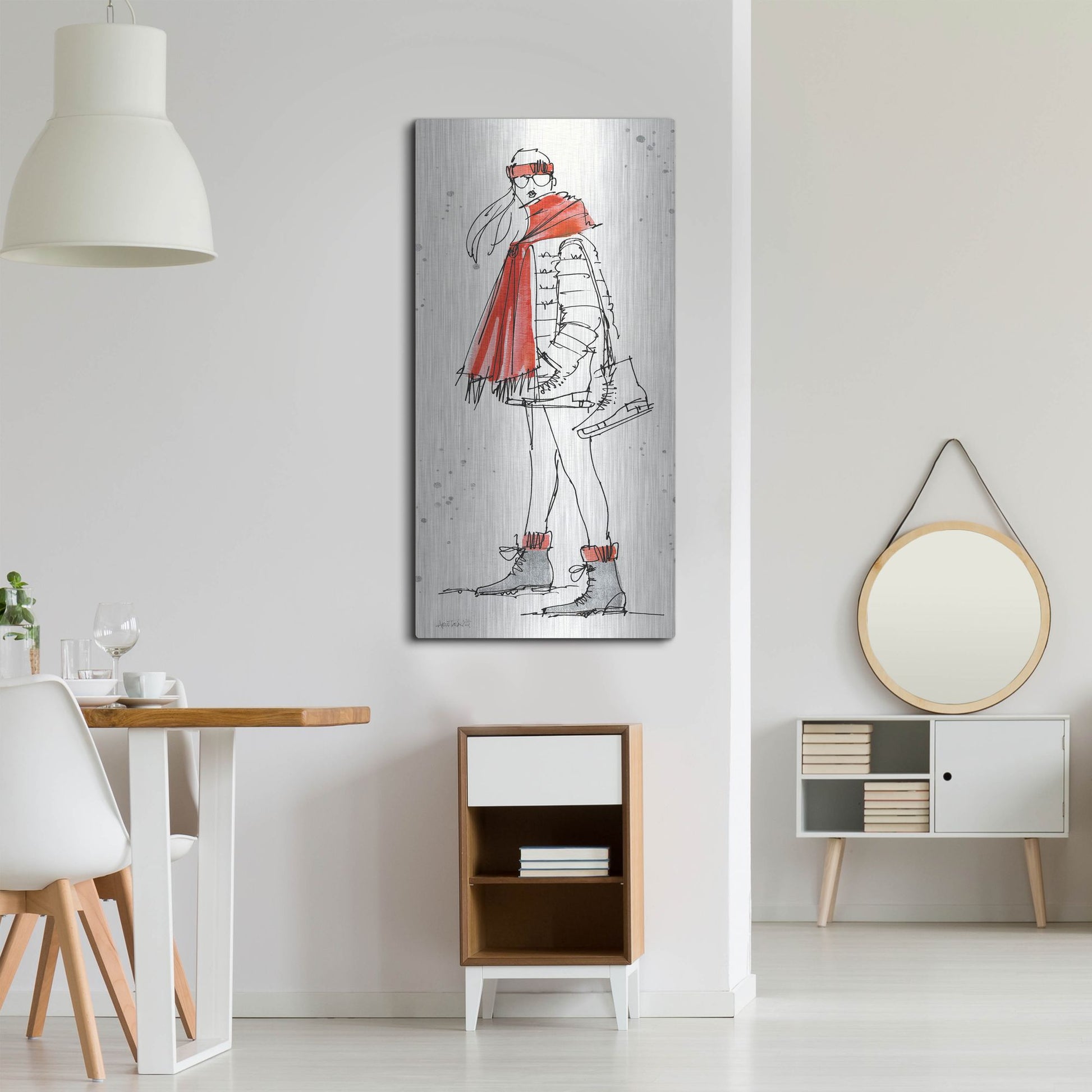 Luxe Metal Art 'Winter Fashion II' by Anne Tavoletti, Metal Wall Art,24x48