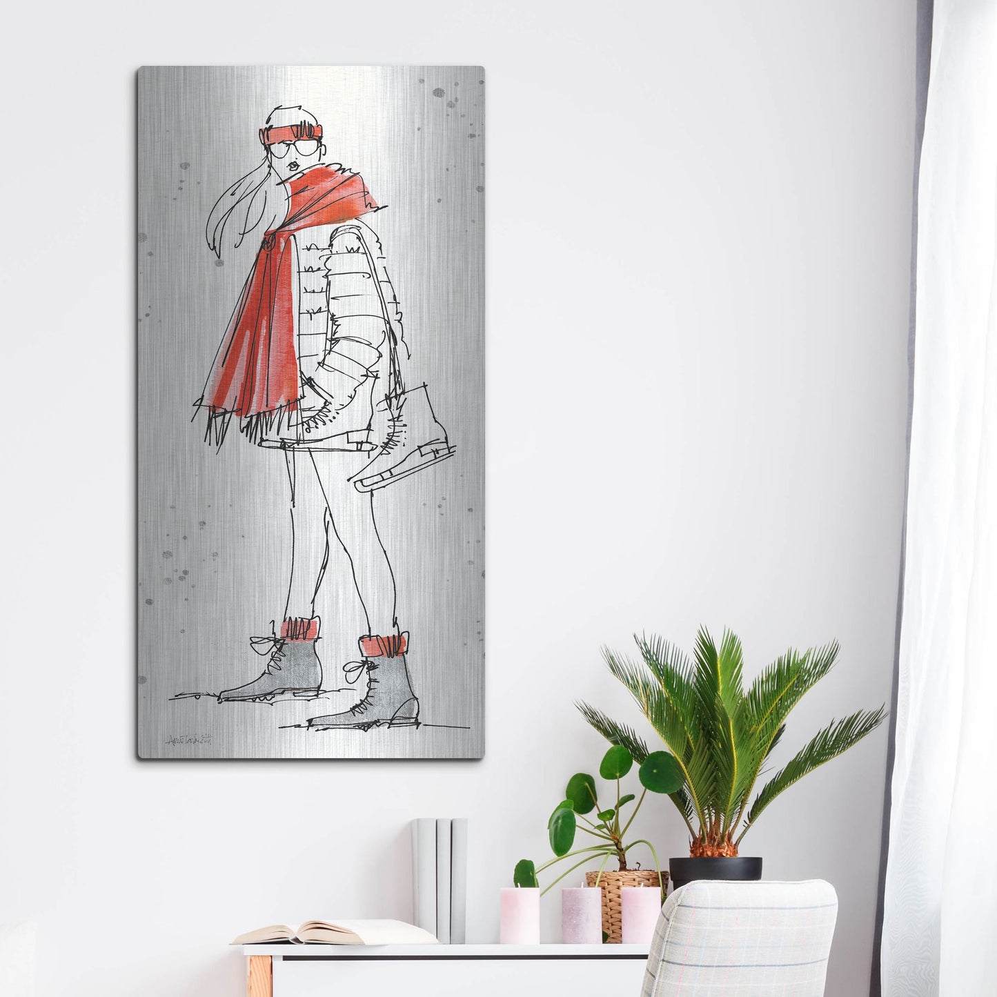 Luxe Metal Art 'Winter Fashion II' by Anne Tavoletti, Metal Wall Art,24x48