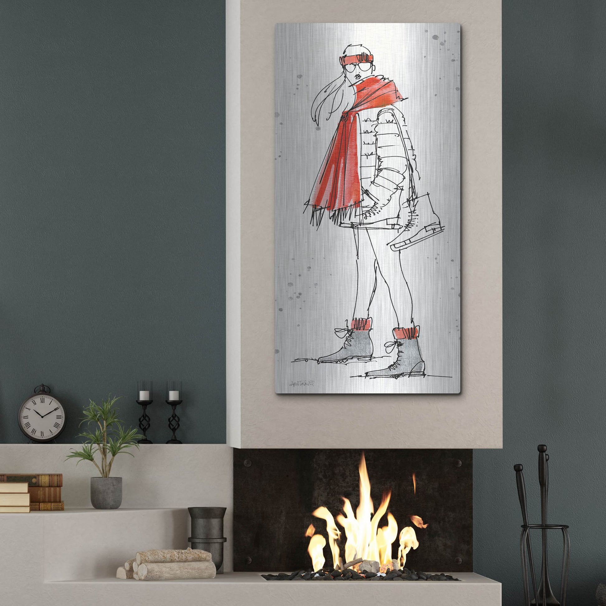 Luxe Metal Art 'Winter Fashion II' by Anne Tavoletti, Metal Wall Art,24x48