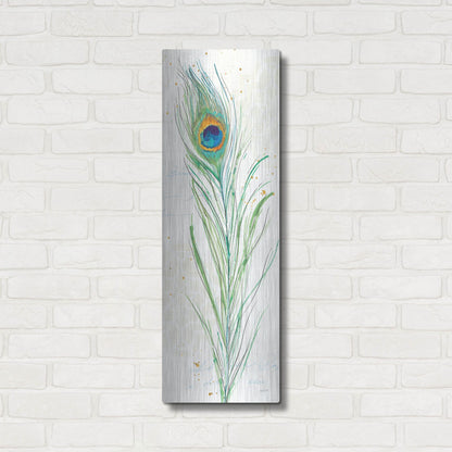 Luxe Metal Art 'Peacock Garden VI' by Anne Tavoletti, Metal Wall Art,12x36