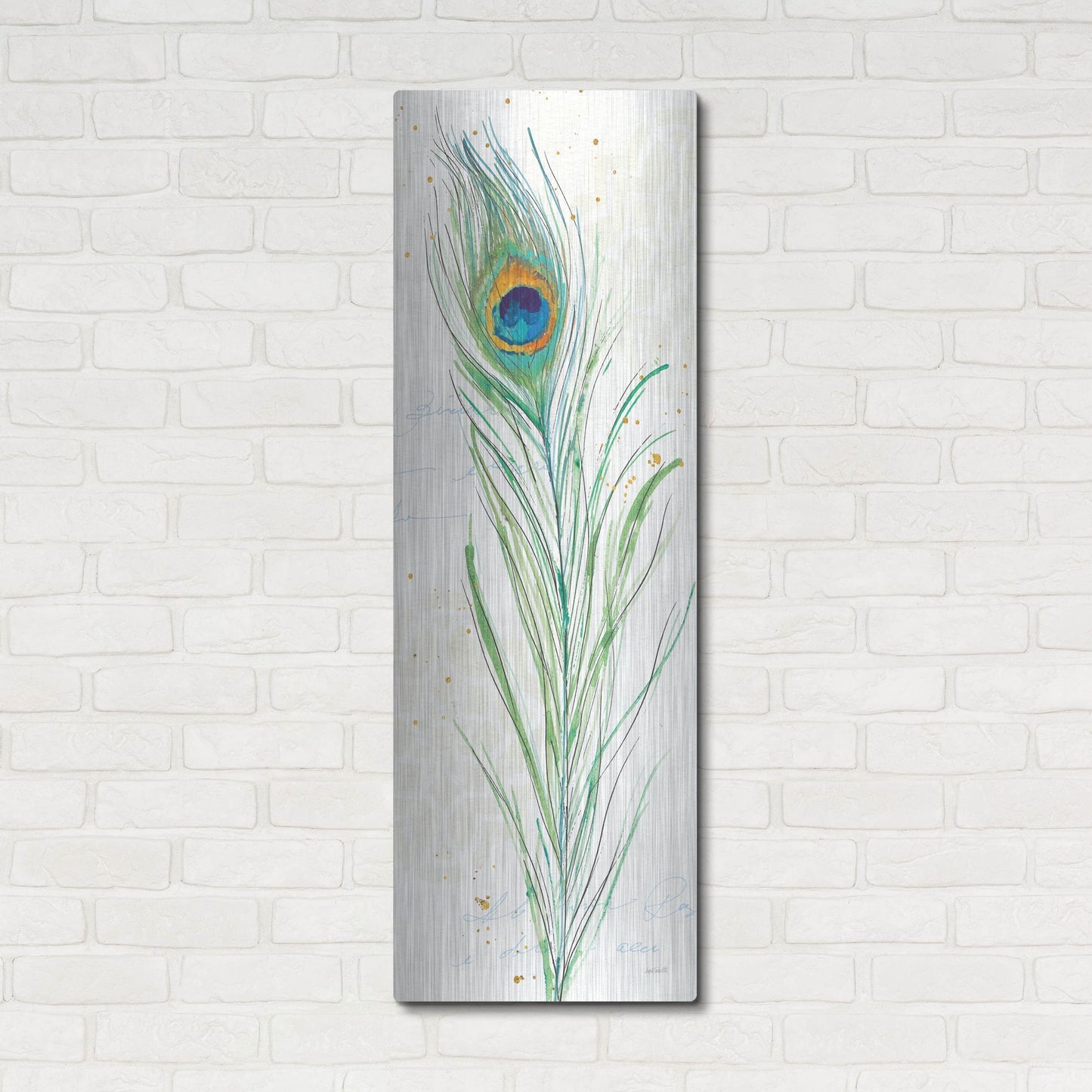 Luxe Metal Art 'Peacock Garden VI' by Anne Tavoletti, Metal Wall Art,16x48