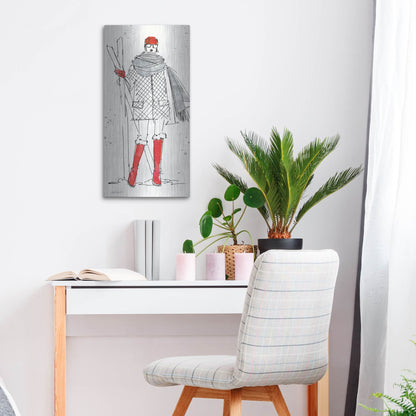 Luxe Metal Art 'Winter Fashion I' by Anne Tavoletti, Metal Wall Art,12x24