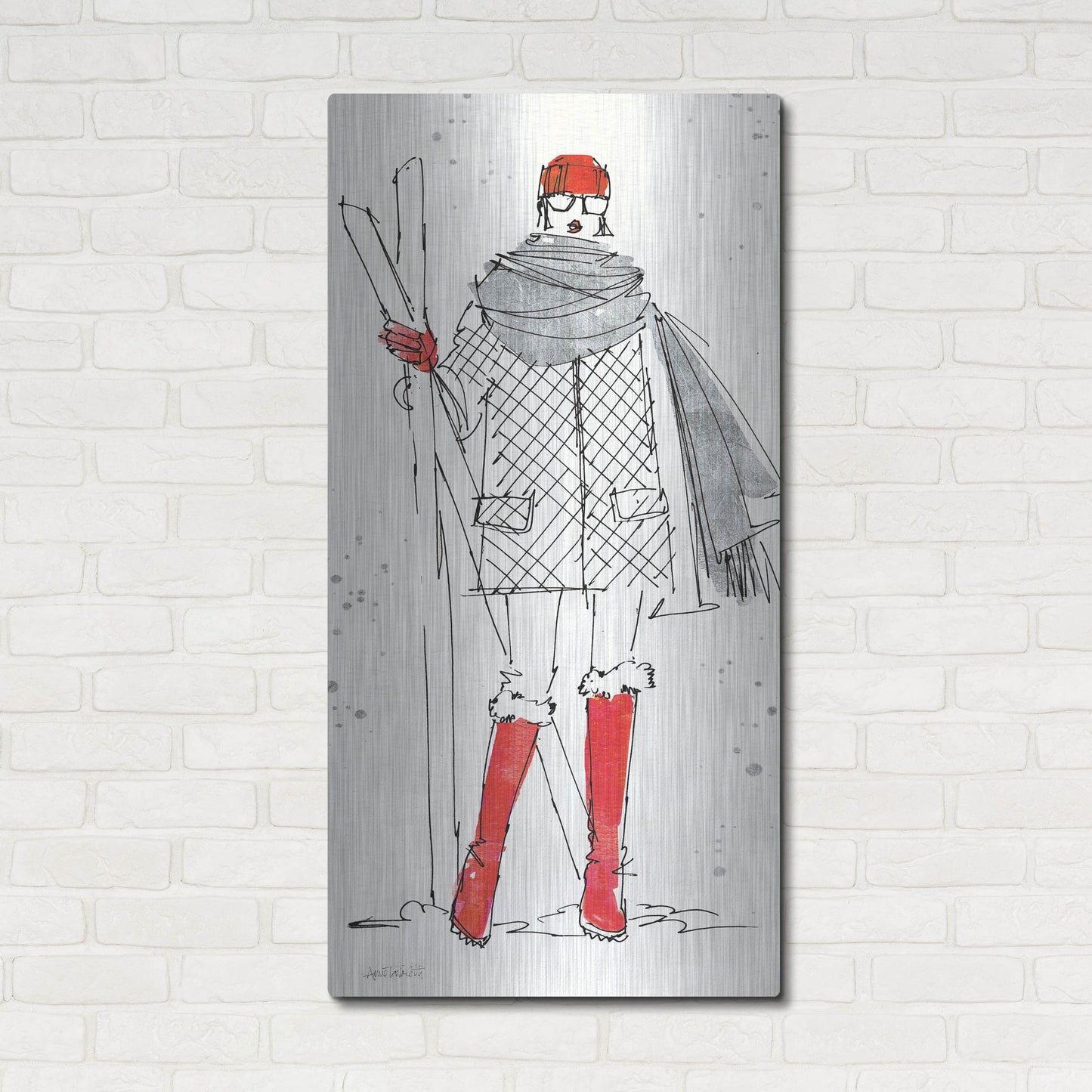 Luxe Metal Art 'Winter Fashion I' by Anne Tavoletti, Metal Wall Art,24x48