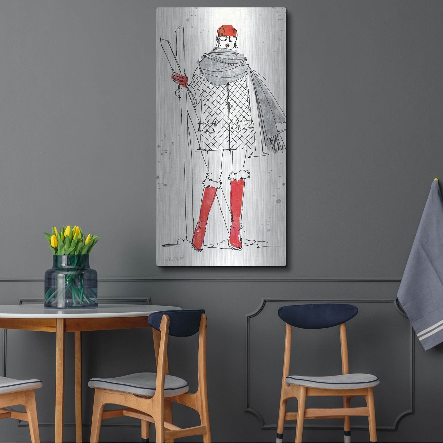 Luxe Metal Art 'Winter Fashion I' by Anne Tavoletti, Metal Wall Art,24x48