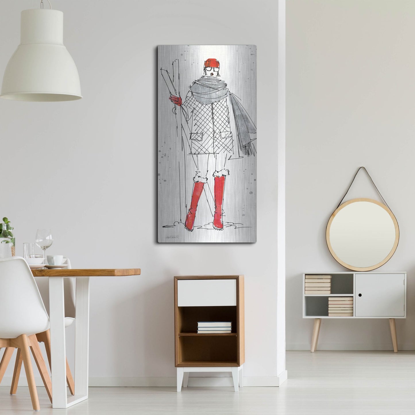 Luxe Metal Art 'Winter Fashion I' by Anne Tavoletti, Metal Wall Art,24x48