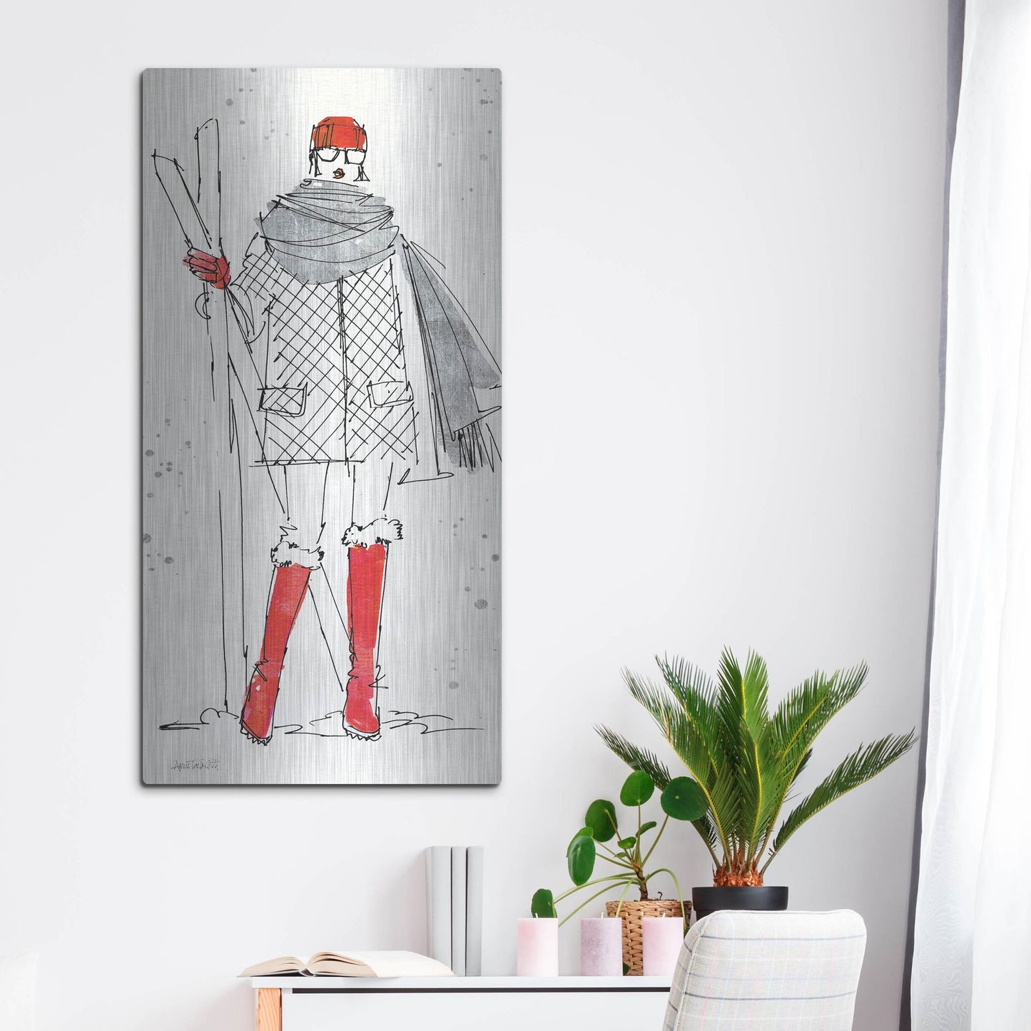 Luxe Metal Art 'Winter Fashion I' by Anne Tavoletti, Metal Wall Art,24x48