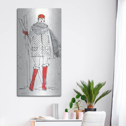 Luxe Metal Art 'Winter Fashion I' by Anne Tavoletti, Metal Wall Art,24x48