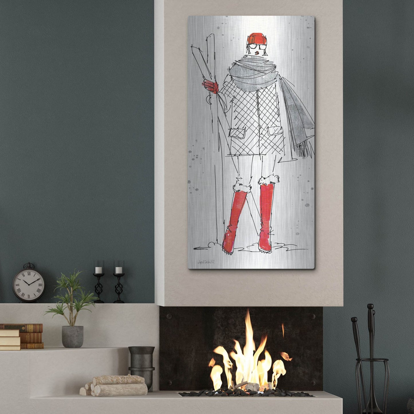 Luxe Metal Art 'Winter Fashion I' by Anne Tavoletti, Metal Wall Art,24x48