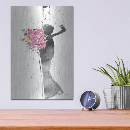 Luxe Metal Art 'Floral Fashion III' by Anne Tavoletti, Metal Wall Art,12x16