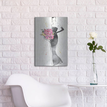 Luxe Metal Art 'Floral Fashion III' by Anne Tavoletti, Metal Wall Art,16x24