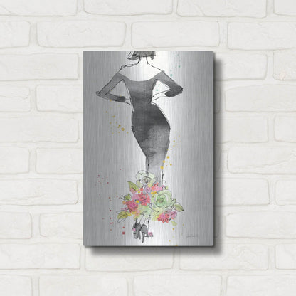 Luxe Metal Art 'Floral Fashion I' by Anne Tavoletti, Metal Wall Art,12x16