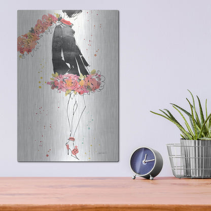 Luxe Metal Art 'Floral Fashion IV' by Anne Tavoletti, Metal Wall Art,12x16