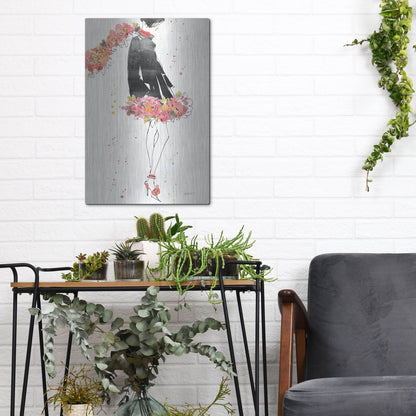 Luxe Metal Art 'Floral Fashion IV' by Anne Tavoletti, Metal Wall Art,12x16