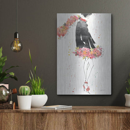 Luxe Metal Art 'Floral Fashion IV' by Anne Tavoletti, Metal Wall Art,12x16