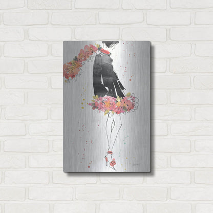 Luxe Metal Art 'Floral Fashion IV' by Anne Tavoletti, Metal Wall Art,16x24