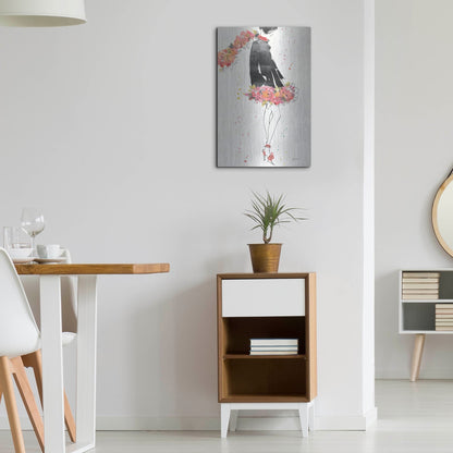 Luxe Metal Art 'Floral Fashion IV' by Anne Tavoletti, Metal Wall Art,16x24