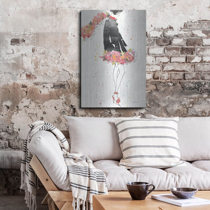 Luxe Metal Art 'Floral Fashion IV' by Anne Tavoletti, Metal Wall Art,24x36