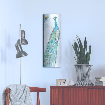 Luxe Metal Art 'Peacock Garden III' by Anne Tavoletti, Metal Wall Art,12x36