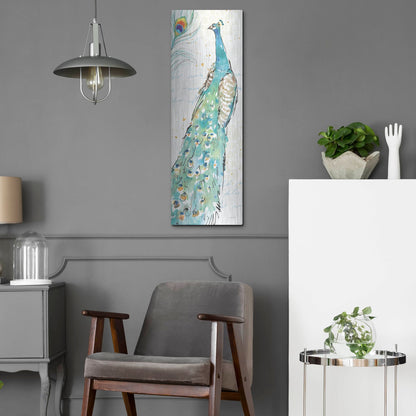 Luxe Metal Art 'Peacock Garden III' by Anne Tavoletti, Metal Wall Art,12x36